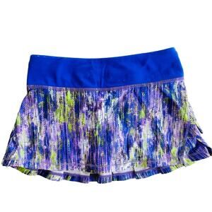 Ivivva Lululemon Girls Run Relay Skirt Purple Green Multi Size 6 Pleated Skort
